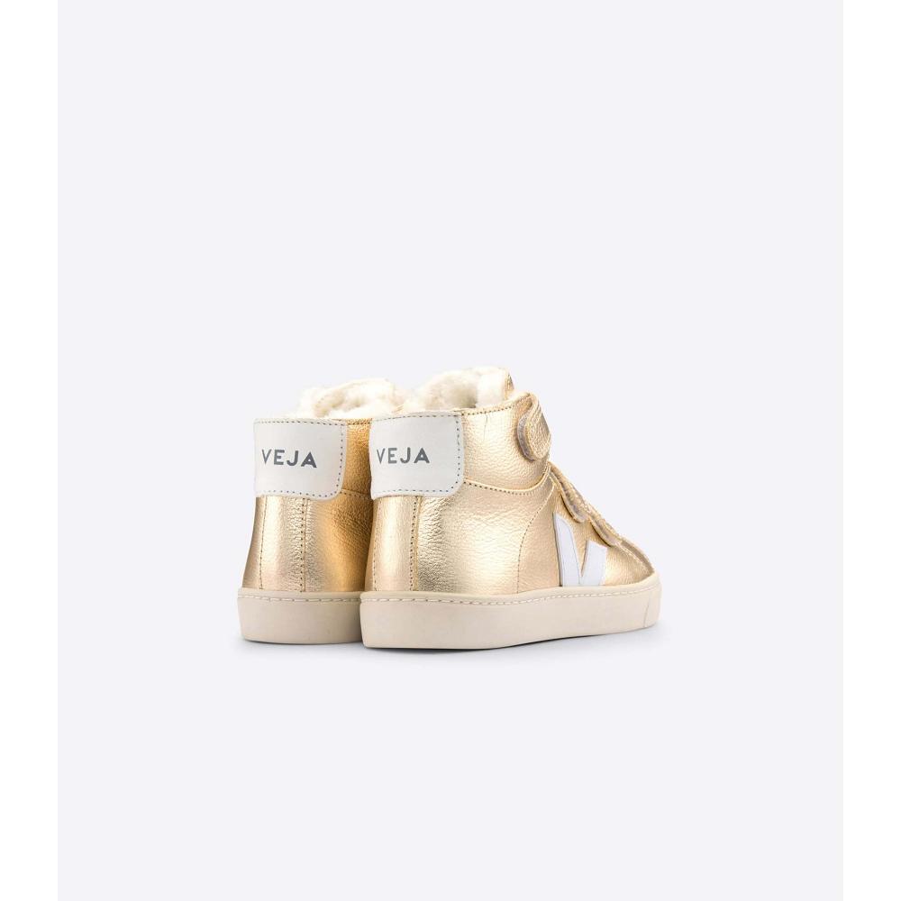 Gold Kids' Veja ESPLAR MID FURED LEATHER High Tops | AU 698JPQ